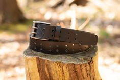 Durable, single-piece full-grain leather belt, built to last a lifetime without stretching or breaking at the holes. An heirloom quality accessory. Full Grain Leather Belt, Rugged Leather Belt With Removable Feature, Rugged Distressed Brown Leather Belt, Cognac Belt, Luxury Artisan Hand-tooled Belts, Rustic Brown Hand-tooled Belt, Brown Belt, Leather Products, Aging Beautifully