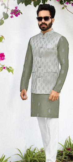 Details : Color- Green jacket, Green kurta white pajama Any Color you may ask for...(only one color)  Fabric -Imported Fabric  Work Details -self  Bottom Details Color White - Pajama Package Include : Top , Bottom, All others accessories are for photography purpose only . Just the Top and bottom available . Color variation may be there slightly , due to computer resolution and camera . Elegant Pista Green Bandhgala For Eid, Festive Pista Green Nehru Jacket For Designer Wear, Transitional Designer Nehru Jacket In Pista Green, Elegant Pista Green Bandhgala For Diwali, Transitional Pista Green Nehru Jacket With Cutdana, Pista Green Nehru Jacket For Eid, Festive Pista Green Nehru Jacket With Traditional Drape, Fitted Green Nehru Jacket For Eid, Pista Green Nehru Jacket With Zari Work For Eid