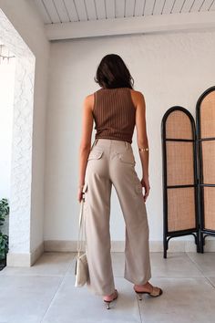 Khaki Cargo Pants, Vintage Swim, Guest Attire, Wedding Attire Guest, Pants Large, Cargo Pant, Knit Tank, Knitted Tank Top, Knit Tanks