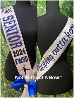 the ribbon is being used to make this sash for someone's graduation party or other special event