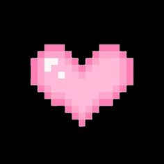 a pink pixel heart in the middle of a black background