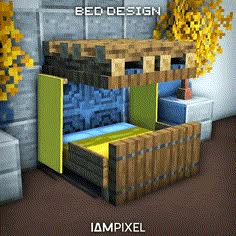 an image of a bed made out of blocks and cardboards with text overlay