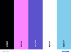 the color scheme for different shades of blue, pink and purple