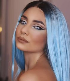 Long Straight Bob, Free Feeling, Light Blue Hair, Buy Wigs, Blue Wig, Curly Lace Front Wigs, Straight Bob, Colored Wigs, Straight Lace Front Wigs