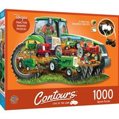 a puzzle box with tractors on the farm