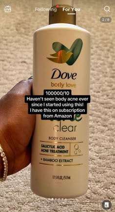 As an amazon associate I earn from qualifying purchases. DESIGNED FOR ACNE-PRONE SKIN: Dove Body Love Acne Clear Body Cleanser helps clear your blemishes and helps prevent new blemishes from occurring MADE WITH FACE CARE INGREDIENTS: This cleanser with salicylic acid and bamboo extract is used and loved in face care products to help with the treatment of acne Dove Body Love, Love Body, Hygiene Tips, Bamboo Extract, Body Hygiene, Acne Cleansers