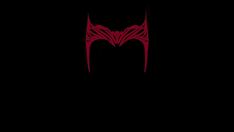 the batman symbol is shown in red on black