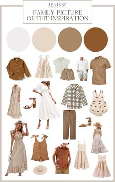 an image of clothes and shoes for children with the words, family picture outfit inspiration