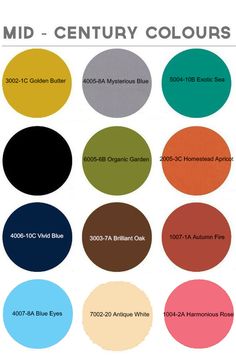 the color chart for mid century colors