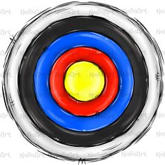 a drawing of a red, blue and yellow target