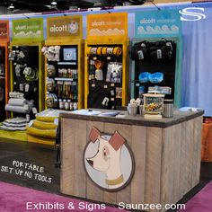 Exhibit Booths, Pop Up Booth Stands, Pet Expo Exhibit Pet Shop Sign, Pet Expo Booth Ideas, Corner Counter, Indoor Dog Park, Food Expo, Trade Show Booths