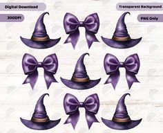 purple bow and hat cliparts for digital scrapbooking, paper crafts or embellishments