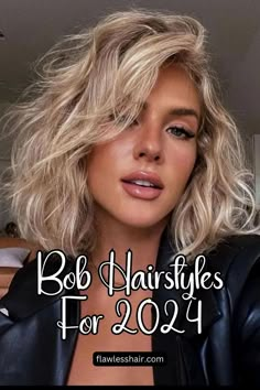 Wavy lob Bob Hairstyles For Thick, Balayage Blonde, Haircuts For Wavy Hair, Haircuts For Medium Hair, Long Bob Hairstyles, Trending Hairstyles, Bob Haircut, Short Bob Hairstyles