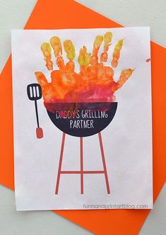 a handprinted card with the words daddy's grilling partner on it