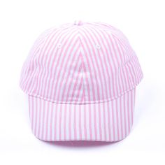 This Stripe Kids Hat is the perfect way to keep your little one from getting too much sun while still letting them have some fun! With UPF 50+ protection, this cap helps ensure your toddler stays safe in the sun. Available in pink and light blue to suit your styles, you can personalize it with a monogram for that extra special touch. Spring Adjustable Fit Hat For Playtime, Adjustable Fit Hats For Playtime In Spring, Summer Playtime Cap, Summer Six-panel Baseball Cap, Adjustable Fit Six-panel Baseball Cap For Summer, Casual Snapback Hats For Playtime, Pink Sun Hat With Uv Protection For Outdoor, Casual Curved Brim Baseball Cap For Playtime, Pink Hats For Outdoor Spring Events