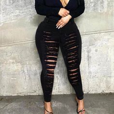 Street High-Wasted Ripped Black Jeans. Fit Type Is Skinny, Run Small Super Ripped Jeans, Stacked Pants, Best Jeans For Women, Denim Decor, Trendy Denim, Black Ripped Jeans, White Denim Jeans, Chic Blouses, Summer Jeans