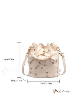 BirdinBag - Embroidered Floral Bucket Bag: Elegant Design with Pearl Detailing and Inner Pouch Bag Elegant, Pearl Types, Bag Bag, Floral Style, Mint Green, Bucket Bag, Elegant Design, Free Gifts, Pu Leather