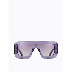 Super chonky shield sunglasses inspired by similar styles from the 2000s-2010s. Crafted from transparent lilac purple acetate with matching purple gradient UV protective lens. Frame width: 15cmFrame height: 6.5cm Trendy Clear Shield Sunglasses For Spring, Chic Clear Shield Sunglasses With Tinted Lenses, Modern Acetate Shield Sunglasses For Summer, Modern Purple Shield Sunglasses With Gradient Lenses, Modern Purple Shield Sunglasses With Uv Protection, Summer Acetate Shield Sunglasses With Uv Protection, Modern Purple Shield Sunglasses With Uva Protection, Modern Purple Sunglasses With Gradient Lenses, Chic Purple Sunglasses With Uva Protection