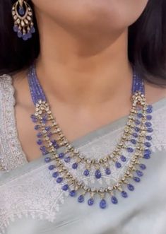 Purple Beads Jewelry Indian Gold, Latest Jewellery Designs Indian 2023, Latest Beads Jewellery Designs, Beeds Jewelery, Purple Diamond Necklace, Purple Beaded Jewelry