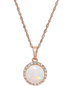 Opal (3/4 ct. t.w.) and Diamond Accent Pendant Necklace in 14k Rose Gold has matching Opal Ring Halo Pendant, Opal Ring, Opal Crystal, Opal Necklace, Rose Gold Necklace, Mens Gift Sets, Diamond Halo, Opal Jewelry, White Rose Gold