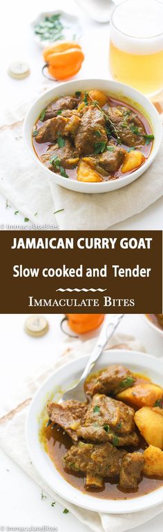 jamaican curry goat stew cooked and tender in the slow cooker by immacculaate bites