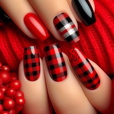 Nails Square Christmas, Christmas Nails Square, Square Christmas Nails, Country Nail Designs, Nails Designs Christmas, Christmas Nails Simple, Tiffany Blue Nails, Christmas Nails Designs, Plaid Nail Designs