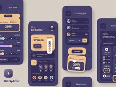 the app design for bill spliter is designed to look like it has multiple buttons