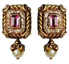 Vahe Naltchayan 18K Yellow Gold Pink Tourmaline Diamond Pearl Scroll Earrings | eBay 22k Gold Fine Jewelry Earrings For Formal Occasions, 22k Gold Earrings For Formal Occasions, 22k Gold Earrings For Formal Wear, Designer Gemstone Earrings For Formal Occasions, Designer Formal Gemstone Earrings, Luxury 22k Gold Earrings For Formal Occasions, Designer Clip-on Earrings For Wedding, 22k Gold Gemstone Earrings For Formal Occasions, Elegant 22k Gold Gemstone Earrings