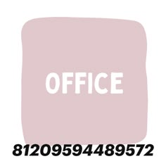 an office sign with the word office in white letters on a light pink square background