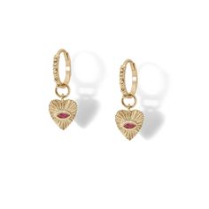 10 Karat Yellow Gold Mini Textured Heart Earring Charm with Marquise Pink Tourmaine Center. Heart charm measures 10mm, and is meant to attach to a hoop earring. Earring Charm, Heart Earring, Hoop Charms, Tourmaline Earrings, Pendant Rings, Gold Heart, Heart Of Gold, Pink Tourmaline, 10k Gold