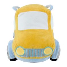 a yellow and blue car stuffed animal