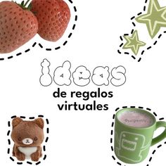 some strawberries, coffee mugs and a teddy bear