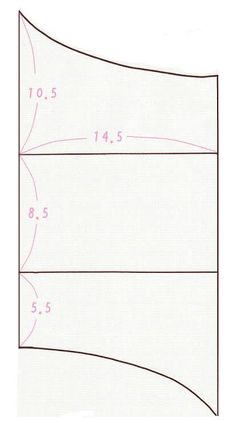 an image of a sewing pattern with measurements for the top and bottom half of it