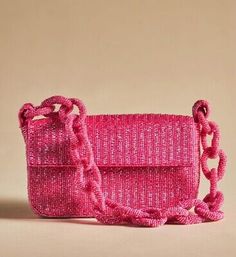 Anthropologie Valentines Fiona Bag (Pink) | eBay Girly Wishlist, Anthropologie Purse, Beaded Shoulder Bag, Thrift Inspo, Dopamine Dressing, Pink Fits, Beaded Bag, Bag Chain, Beaded Bags