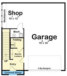 the garage floor plan is shown in this image