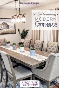 a dining room table with chairs and a rug on the floor in front of it