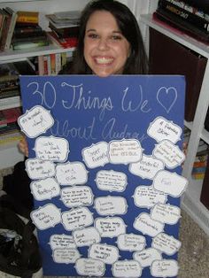 a woman holding up a sign that says 30 things we love about older