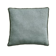 a light blue pillow on a white background