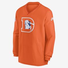 The Denver Broncos Sideline Windshirt features a water-repellent exterior and a soft, warm interior for inclement weather. A bungee cord at the hem and 2 front pockets add functionality to this team-inspired piece. Orange Sporty Windbreaker For Sports, Orange Sporty Windbreaker, Sporty Orange Windbreaker, Orange Nylon Long Sleeve Windbreaker, Orange Long Sleeve Sporty Windbreaker, Orange Long Sleeve Nylon Windbreaker, Nike Long Sleeve Windbreaker For Sports Events, Denver Broncos Logo, Broncos Logo