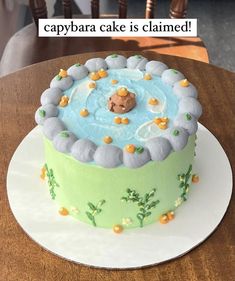 there is a cake that has been made to look like a hot tub with a teddy bear in it