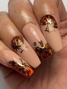 Finger Pointing, Thanksgiving Nail Designs, Thanksgiving Nail Art, Halloween Acrylic Nails, Fall Nail Art Designs, Pumpkin Nails, October Nails, Her Nails, Fall Acrylic Nails