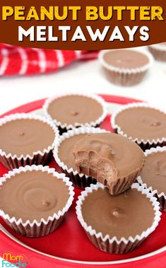 chocolate cupcakes with frosting on a red plate