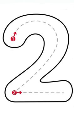 the number two is shown with arrows pointing in opposite directions and an arrow going through it