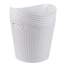 a white plastic basket on a white background