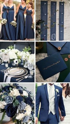 blue and white wedding color palettes for the bridesmaids, groomsmid