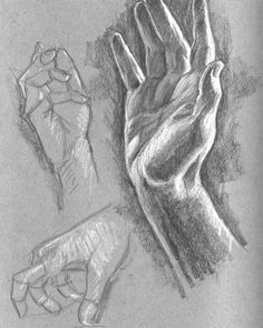 two hands are shown in this drawing