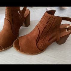 Women’s Open Toe Microsuede Heels, Cognac, By Universal Thread. Block Heel Is 3”. Brand New With Tags. Brown Suede Sandals For Fall, Fall Suede Sandals, Universal Thread, Cognac, Shoes Women Heels, Open Toe, Block Heels, Ankle Boot, Shoes Heels