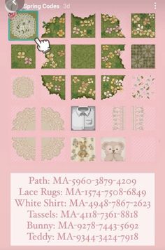 a pink background with white flowers and pictures on it, including the words patch ma 500 - 399 - 2400