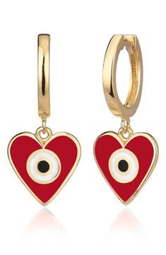 A pair of heart shaped drop earrings with a snap post closure offer a timeless, refined appearance for any look. Snap-post closure 14kt gold dipped over sterling silver, enamel Keep jewelry away from excessive water and chemicals; remove from physical activities; store in a soft pouch. Made in Turkey Valentine's Day Heart Earrings Tarnish Resistant, Valentine's Day Tarnish-resistant Heart Earrings, Valentine's Day Heart-shaped Tarnish-resistant Earrings, Heart-shaped Clip-on Jewelry For Anniversary, Clip-on Heart Earrings For Valentine's Day, Heart-shaped Clip-on Jewelry For Valentine's Day, Valentine's Day Heart-shaped Clip-on Jewelry, Valentine's Day Gold Clip-on Jewelry, Valentine's Day Heart Clip-on Earrings