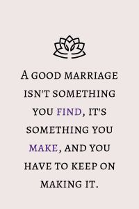 a quote that reads, a good marriage isn't something you find it's something you make and you have to keep on making it